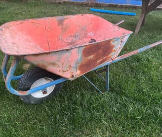 Wheelbarrow flat tire fixed with glue