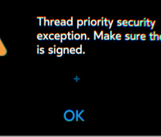 Thread priority security exception error dialog