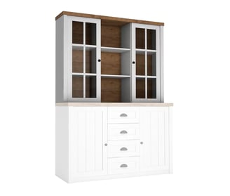 Vitrine Parma A134 blanche et bois lefkas et pin Anderson 