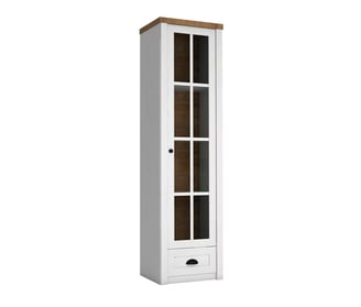 Vitrine Parma A138 blanche, bois lefkas et pin Anderson