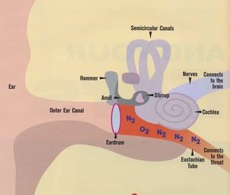 Gas in the middle ear prior to diving