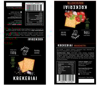 labels for crackers, black background and yellow illustrations 