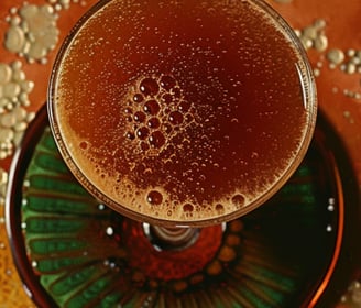 un verre de boisson sur une table
