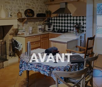 Cuisine à rénover pour un nouvel aménagement. Peinture à refaire, mur et plafond.