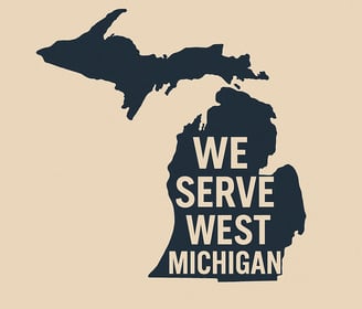 State of Michigan graphic with text “We Serve West Michigan
