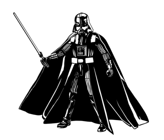 Minimalist illustration, Darth Vader, Star Wars, pop culture icon, black and white art
