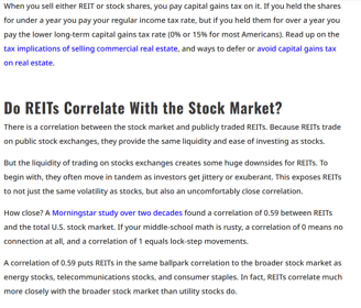 How Correlated are reits and stock market - Agnes Gaddis