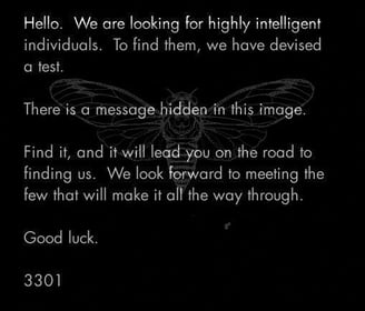 An encrypted recruitment test or secret organization?