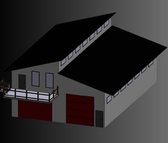 pre engineered steel frame shop with ADU additional dwelling unit for residential use.