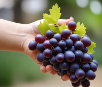 bunch of grapes served on person hand