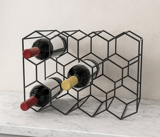 Custom 11-bottle powder-coated metal wine rack – space-saving honeycomb design