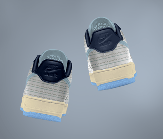 Free Nike Sneaker mockup featuring rear view of matching pair with zigzag pattern and "Nike Air" bra