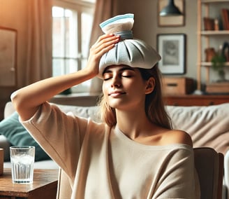 a woman with a hat on her head and a cup of water