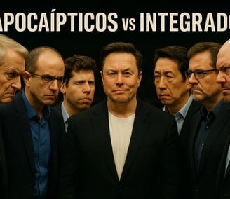 Apocalípticos vs Integrados: Geoffrey Hinton, Yuval Harari, Sam Altman, Elon Musk, Andrew Ng, Yann L