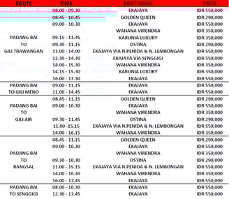 schedule from