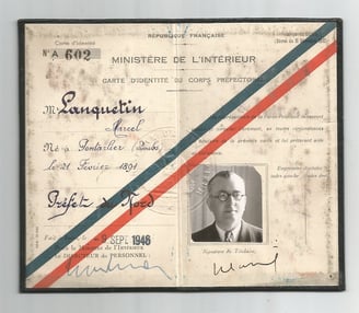 carte d'identité du corps préfectoral M. Lanquetin 1946 Nord