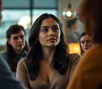 Woman talking to friends