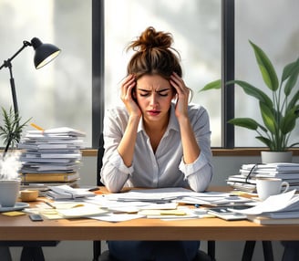 woman stressed at work