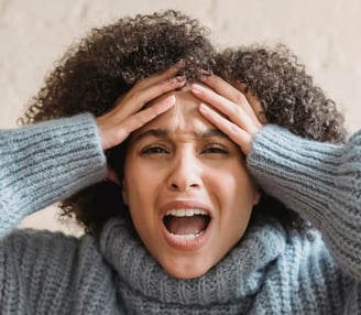 woman reacting to emotions