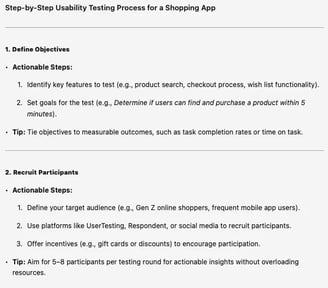 4. Break tasks into steps example output