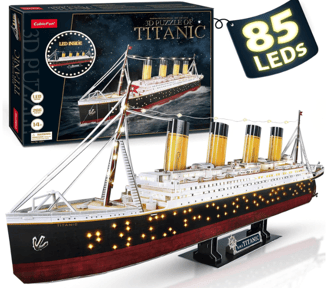 CubicFun Puzzle 3D LED 88 CM Titanic - Bateau Modèle de Titanic Jouets pour Adultes et Ados, 266 Piè