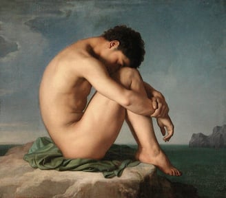 Hippolyte Flandrin, Nude Youth Sitting by the Sea, c. 1836