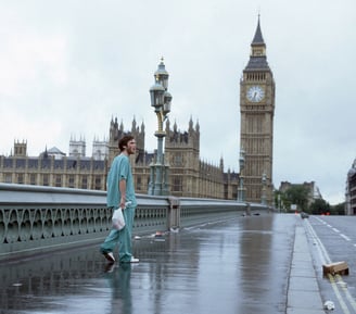 Cillian Murphy as Jim in a deserted London in 28 Days Later.