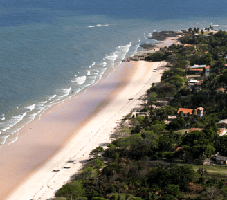 a beach with a sandy beach and a body of water, Marajó Island, Pará, Brazil