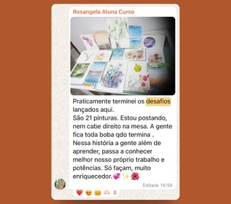 depoimento e pinturas de uma aluna