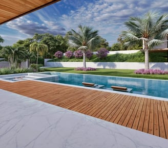 Projeto residencial moderno com piscina e varanda em Monte Mor - Aborin Arquitetura
