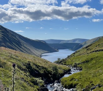 reservoir between mountains