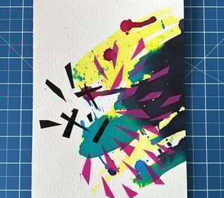 arte contemporânea feita com ecoline, washi tape e fitas adesivas sobre papel canson.