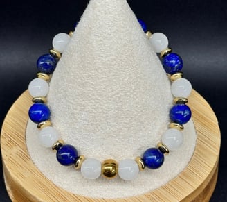 Bracelet Lapis lazuli et jade blanc