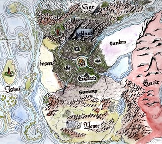 world map of the fantasy world of Tokavah