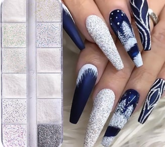 Uñas de navidad con efecto nieve