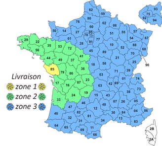 zone de livraison en France Métropolitaine (hors iles)