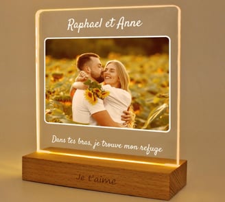 LASERO' Lampe Personnalisée avec Photo - Cadeau Personnalisé Femme Homme - Cadre Photo Lumineux Cade