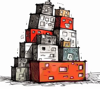 a stack of luggage bags with a stack of luggage