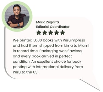 Fast book printing and international shipping from Peru to USA with Peruimpress