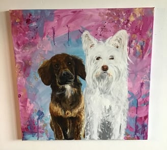 Acrylportrait mit zwei Hunden