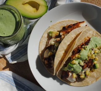 Fish tacos with dressing