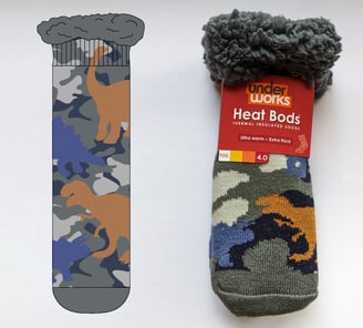 Camo Dino - HeatBods Sherpa Socks (Underworks)