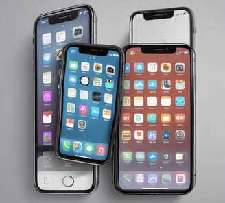 a couple of iphones with different apps on them