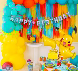 a birthday party with a pokemon birthday party decorations