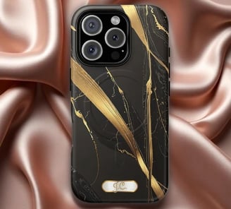 marble iPhone Magnetic Tough case with gold monogram