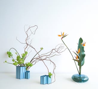 Sogetsu Ikebana demonstration by Hedy Leung, with vessels by Ronan & Erwan Bouroullec and Laura Sattin at Vitrahaus, Germany