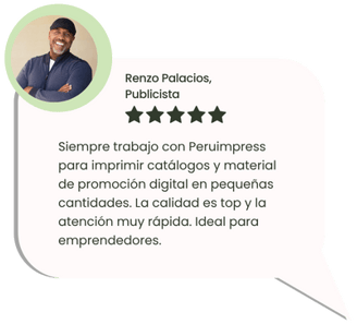 Testimonio de emprendedor sobre impresión digital de catálogos y piezas promocionales en Peruimpress