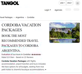 Tangol's Ad - Full Cordoba Tour Offers