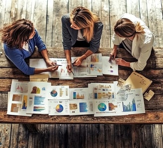 Marketing team working on a table