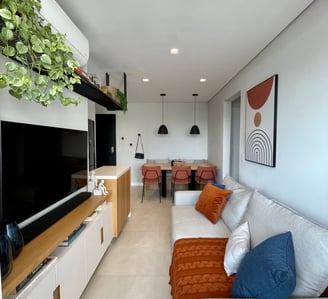 apartamento integrado cozinha americana 